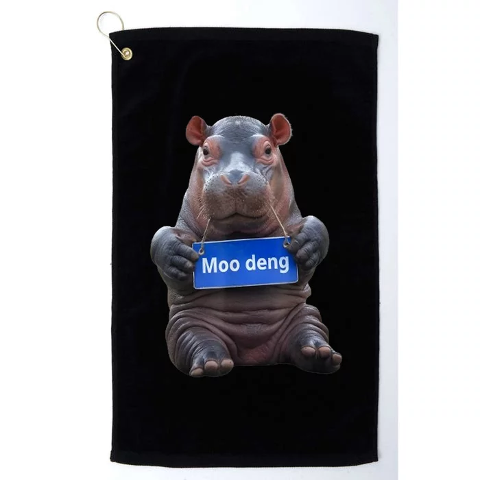 Cute Hippo Moo Deng Baby Pygmy Funny Gift Platinum Collection Golf Towel