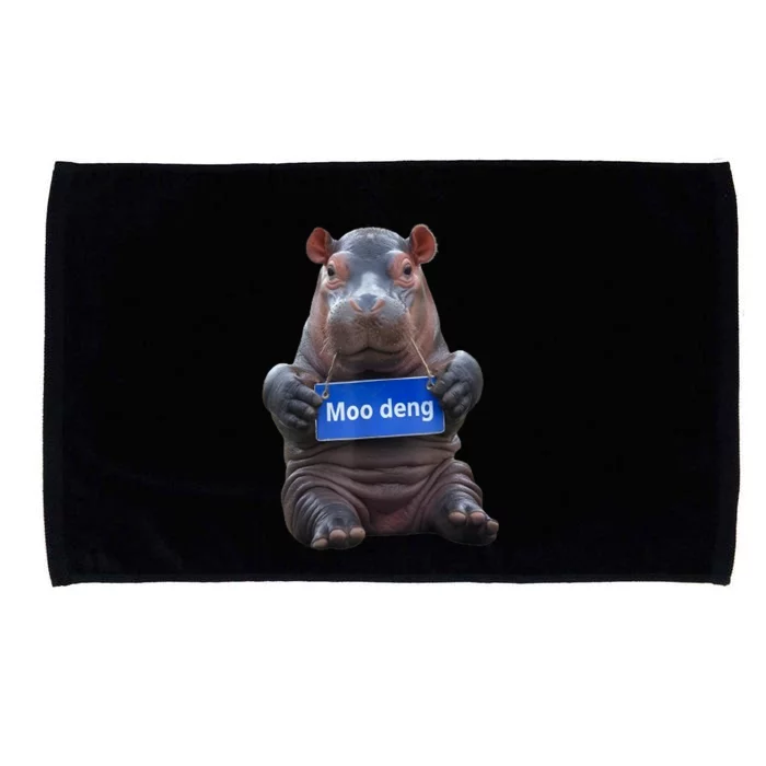 Cute Hippo Moo Deng Baby Pygmy Funny Gift Microfiber Hand Towel