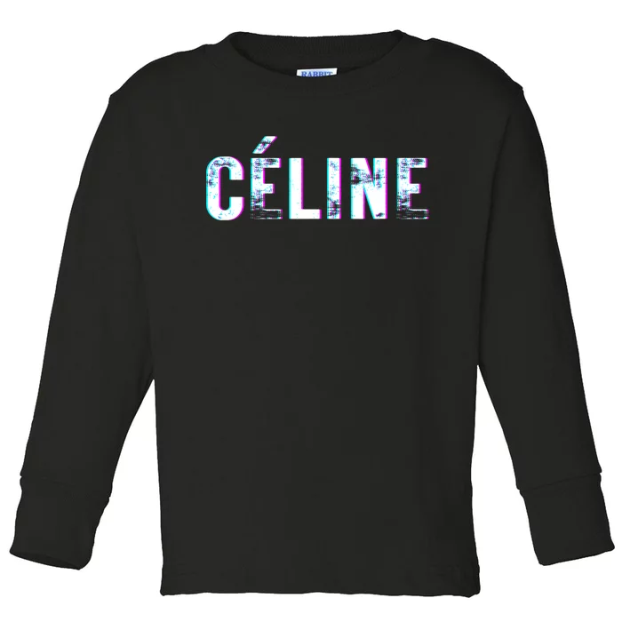 Céline Hello My Name Is Name Tag First Name Toddler Long Sleeve Shirt