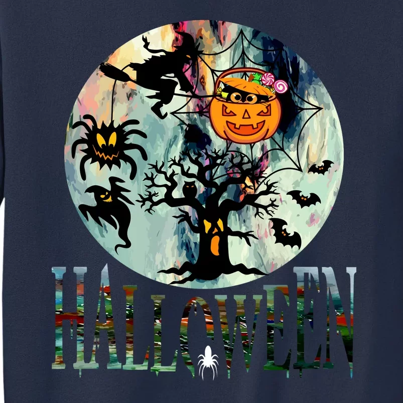 Creepy Halloween Moon Spider Pumpkin Witch Ghost Sweatshirt