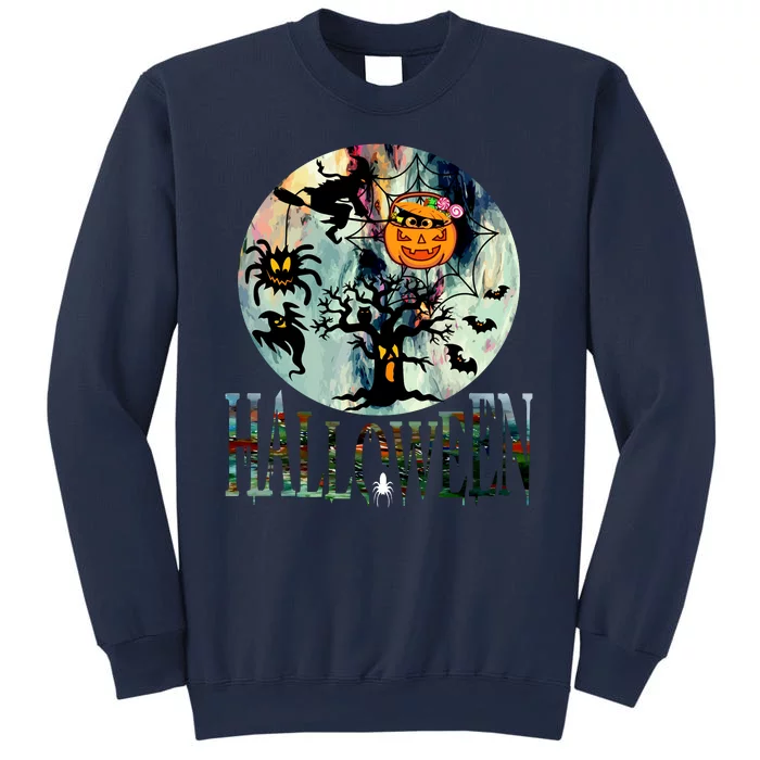 Creepy Halloween Moon Spider Pumpkin Witch Ghost Sweatshirt