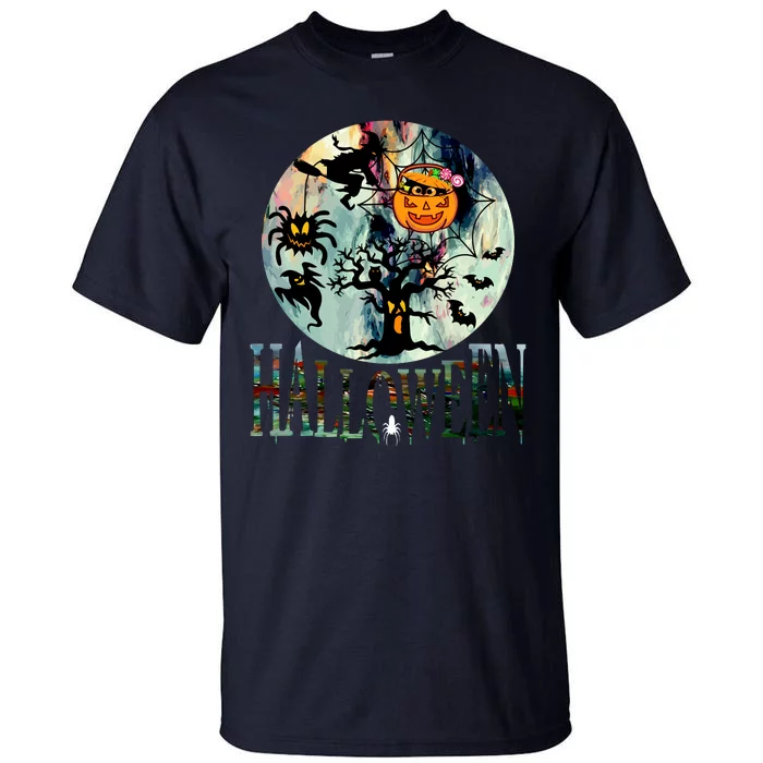 Creepy Halloween Moon Spider Pumpkin Witch Ghost Tall T-Shirt