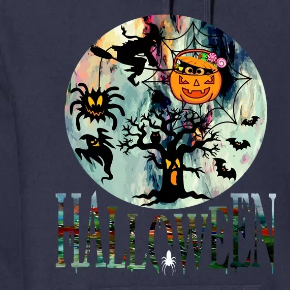 Creepy Halloween Moon Spider Pumpkin Witch Ghost Premium Hoodie