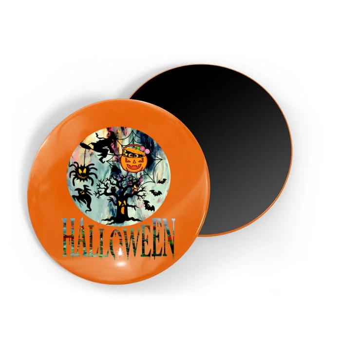 Creepy Halloween Moon Spider Pumpkin Witch Ghost Magnet