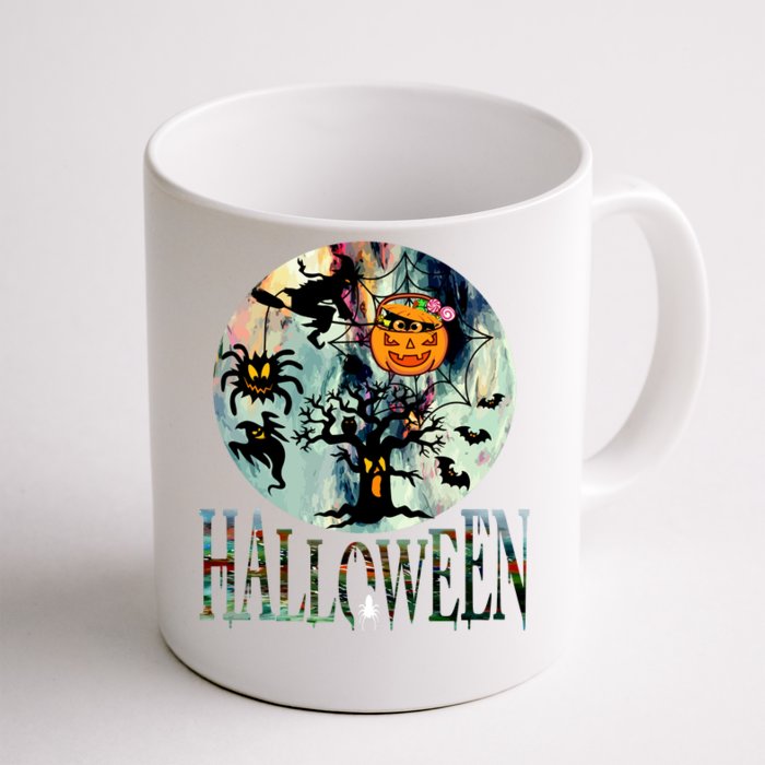 Creepy Halloween Moon Spider Pumpkin Witch Ghost Front & Back Coffee Mug