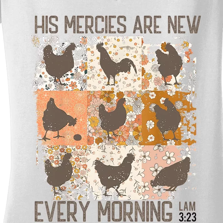 Chicken His Mercies Are New Every Morning Lam 3 23 Women's V-Neck T-Shirt