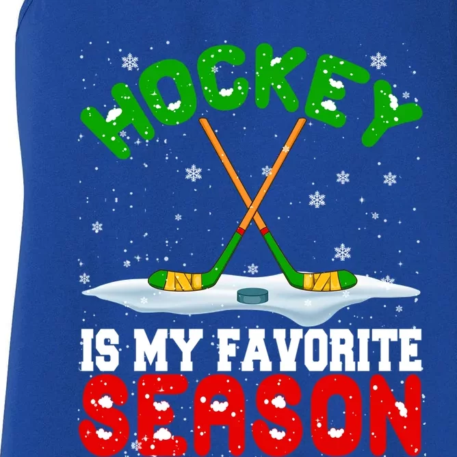 Christmas Hockey My Favorite Season Hockey Player Winter Cool Gift Women's Racerback Tank