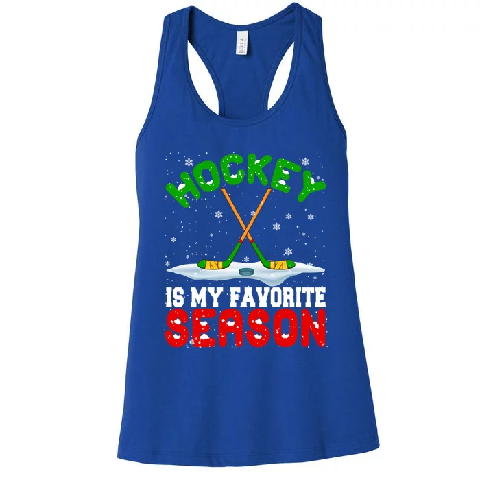 Christmas Hockey My Favorite Season Hockey Player Winter Cool Gift Women's Racerback Tank