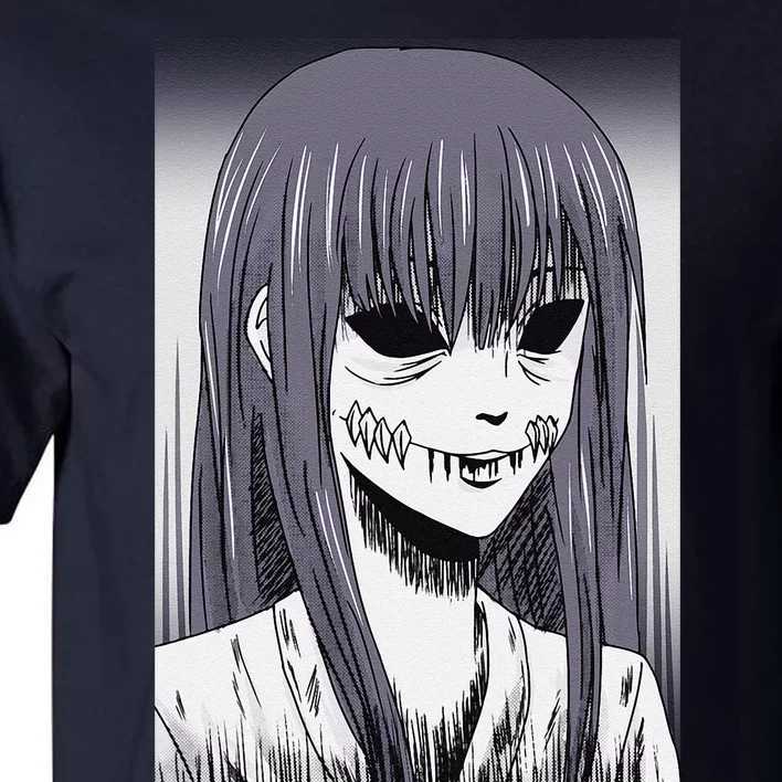 Creepy Horror Manga Anime Woman Eyes Halloween Art Gift Tall T-Shirt