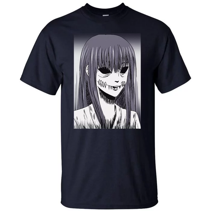 Creepy Horror Manga Anime Woman Eyes Halloween Art Gift Tall T-Shirt