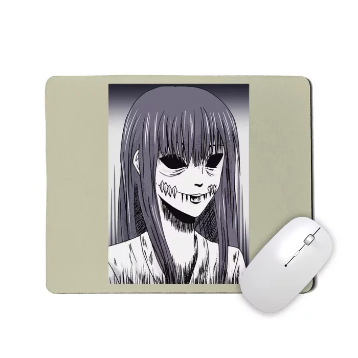 Creepy Horror Manga Anime Woman Eyes Halloween Art Gift Mousepad