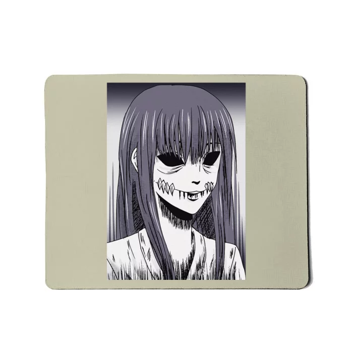 Creepy Horror Manga Anime Woman Eyes Halloween Art Gift Mousepad