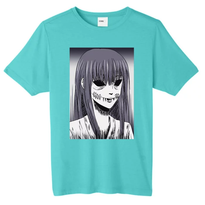 Creepy Horror Manga Anime Woman Eyes Halloween Art Gift ChromaSoft Performance T-Shirt