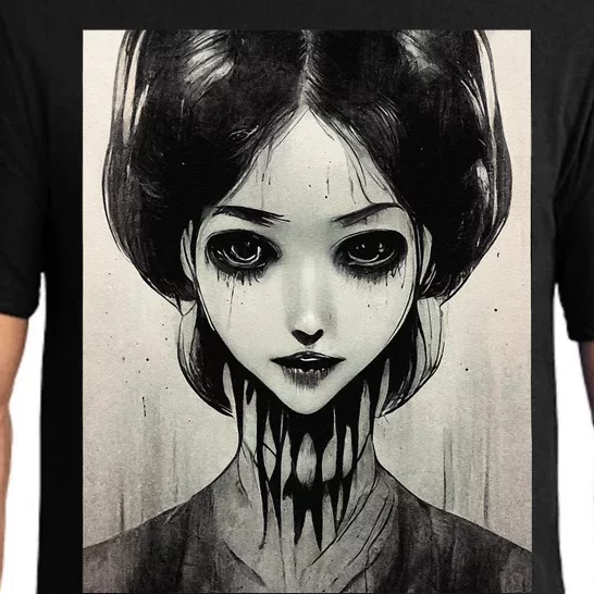 Creepy Horror Manga Anime Woman Eyes Halloween Art Pajama Set