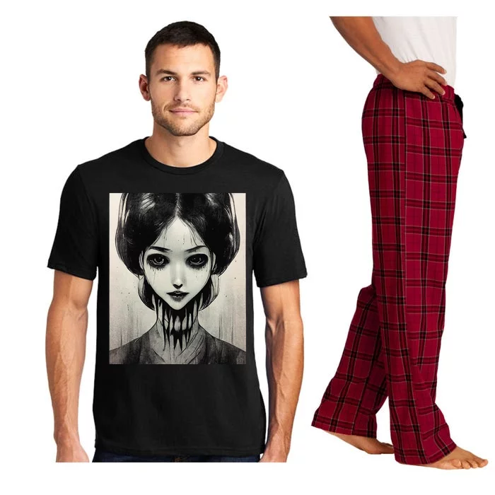 Creepy Horror Manga Anime Woman Eyes Halloween Art Pajama Set