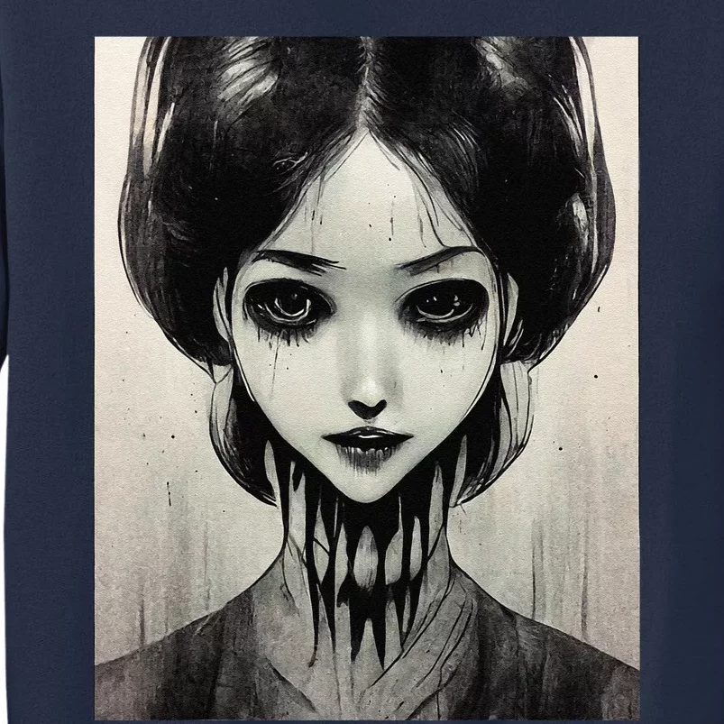 Creepy Horror Manga Anime Woman Eyes Halloween Art Sweatshirt