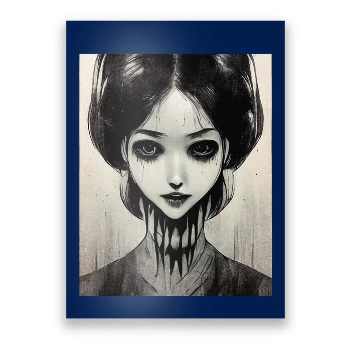 Creepy Horror Manga Anime Woman Eyes Halloween Art Poster