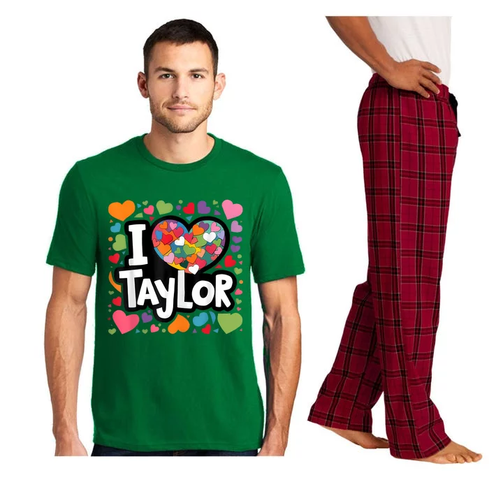 Colorful Heart My Name Is Taylor First Name I Love Taylor Pajama Set