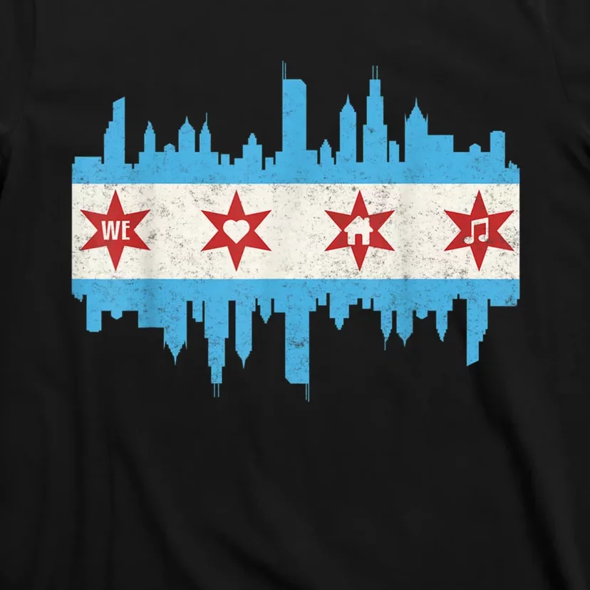 CHICAGO FLAG T-Shirt; Mens/Unisex, Classic Fit, Small-6XL; White