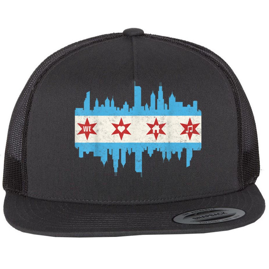 Chicago Flag Snapback Hat - Black and Gray