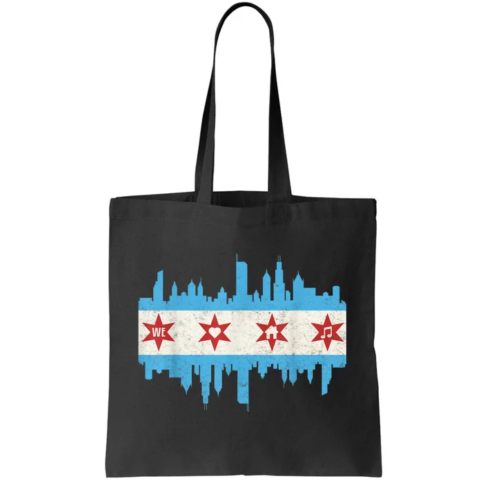 Chicago House Music Vintage Chicago Flag Tote Bag