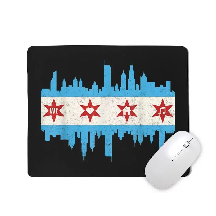 Chicago House Music Vintage Chicago Flag Mousepad