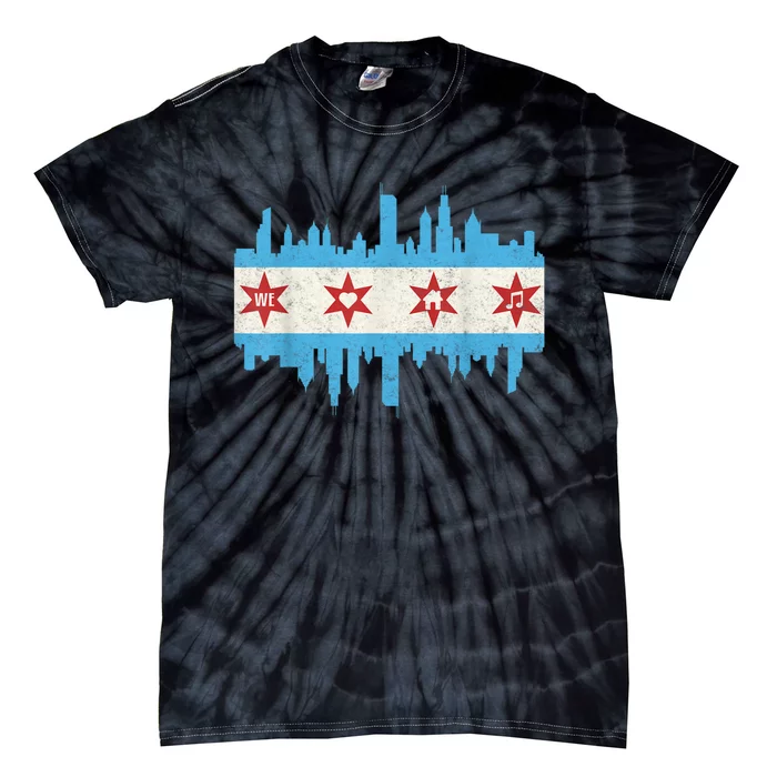 Chicago House Music Vintage Chicago Flag Tie-Dye T-Shirt