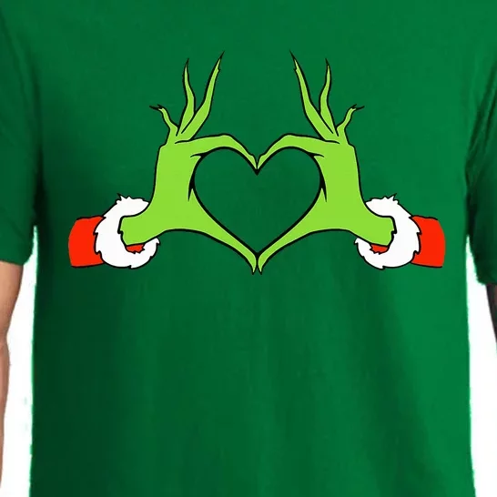 Christmas Hands Making Heart Funny Christmas Pajama Set