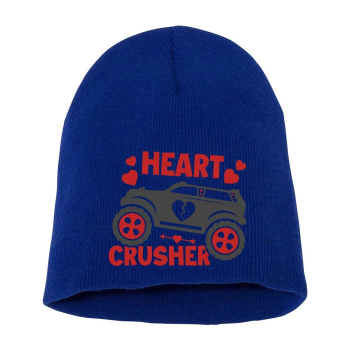 Crusher Heart Monster Truck Valentine's Day Gift Short Acrylic Beanie