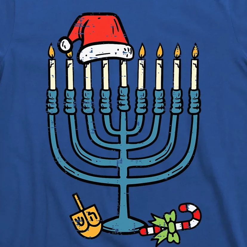 Christmas Hat Menorah Jew Hanukkah Chanukah T-Shirt