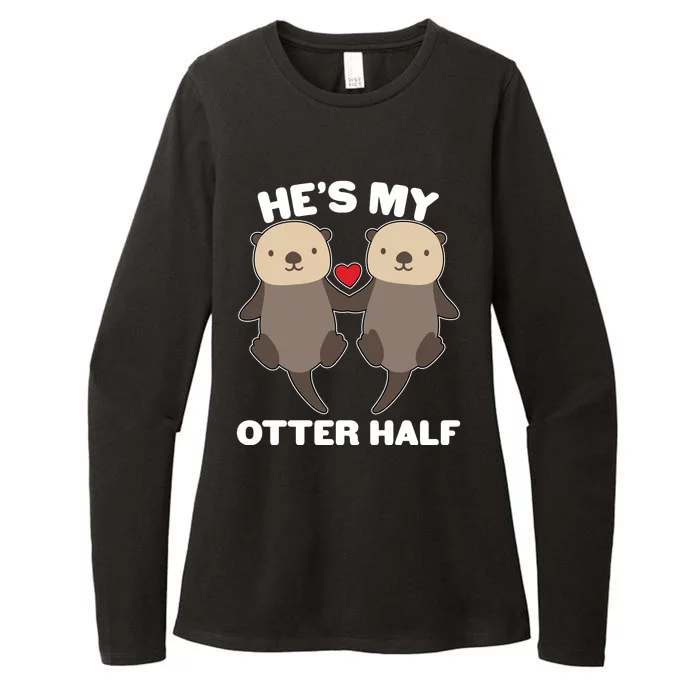 Cute He's My Otter Half Matching Couples Shirts Womens CVC Long Sleeve Shirt