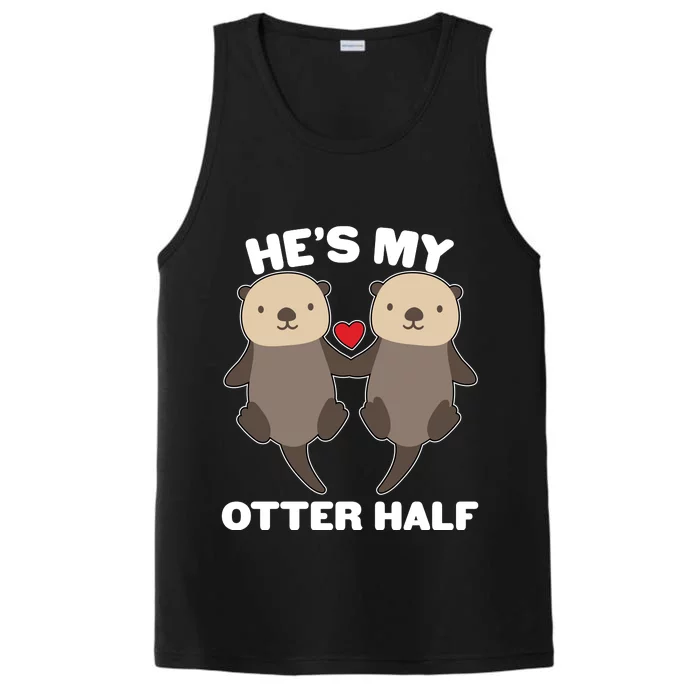 Cute He's My Otter Half Matching Couples Shirts Performance Tank