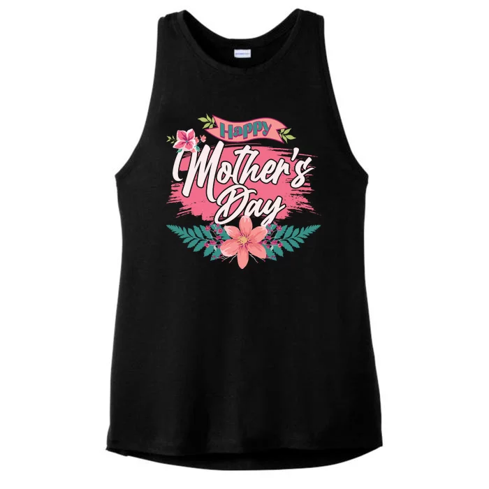 Cute Happy Mother's Day Ladies Tri-Blend Wicking Tank