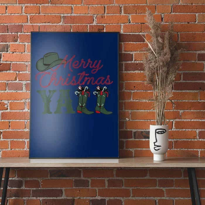 Cowboy Hat Merry Christmas YaLl Boots Cowgirl Xmas Western Poster