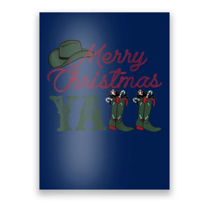 Cowboy Hat Merry Christmas YaLl Boots Cowgirl Xmas Western Poster