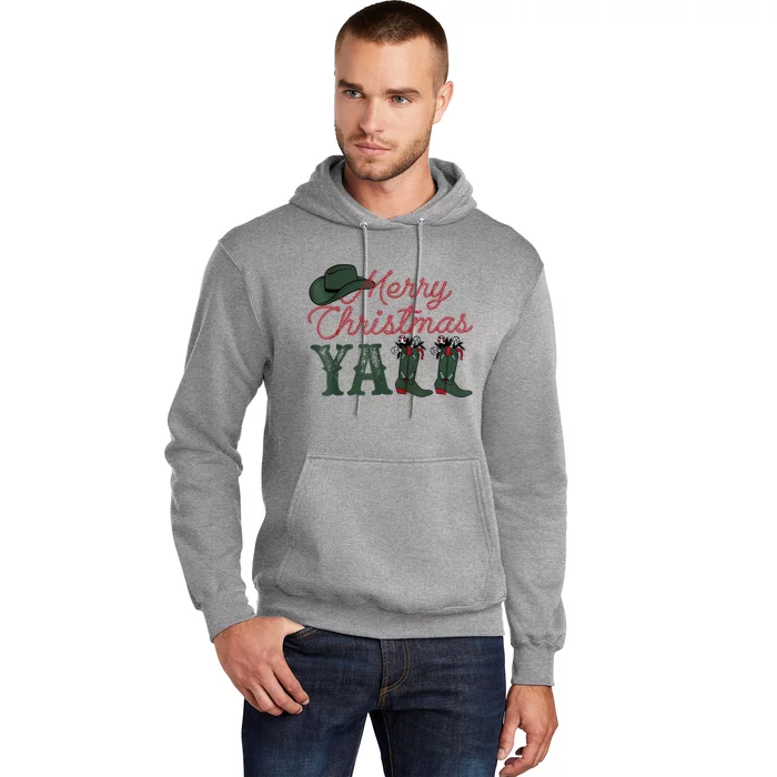 Cowboy Hat Merry Christmas YaLl Boots Cowgirl Xmas Western Hoodie