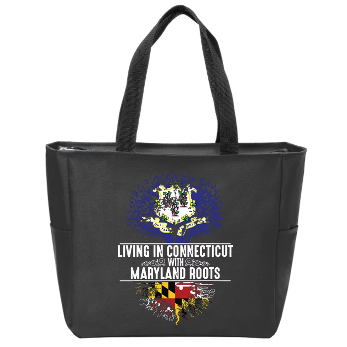 Connecticut Home Maryland Roots State Tree Flag Gift Zip Tote Bag