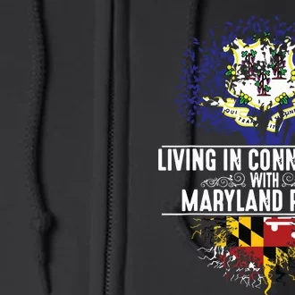 Connecticut Home Maryland Roots State Tree Flag Gift Full Zip Hoodie