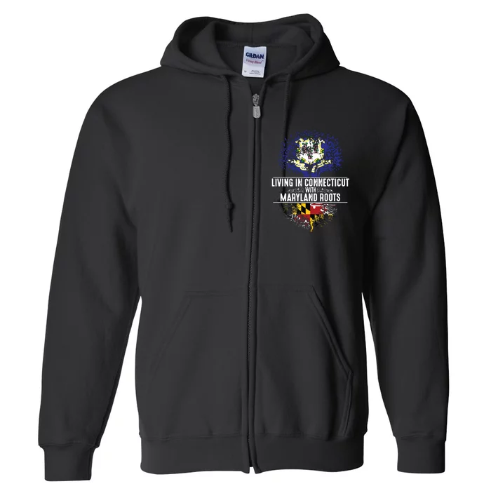 Connecticut Home Maryland Roots State Tree Flag Gift Full Zip Hoodie