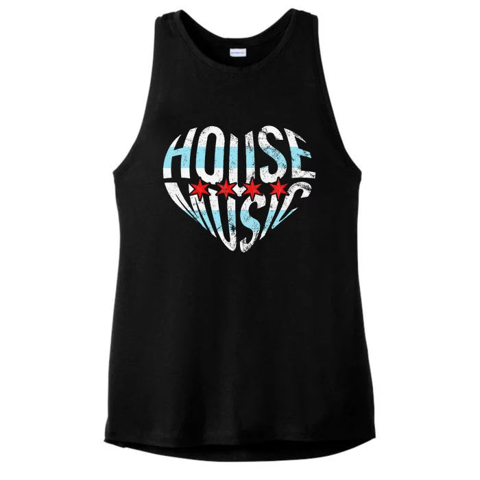 Chicago House Music I Love House Music Dj Ladies Tri-Blend Wicking Tank