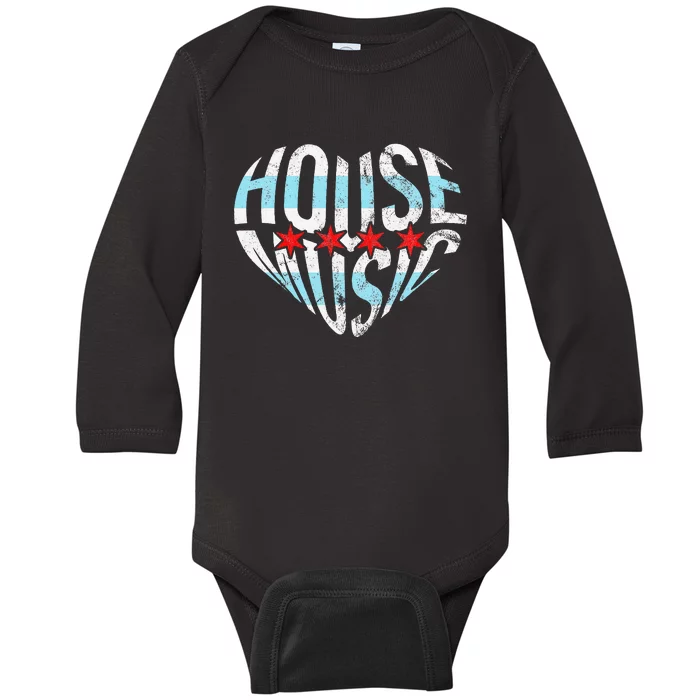 Chicago House Music I Love House Music Dj Baby Long Sleeve Bodysuit