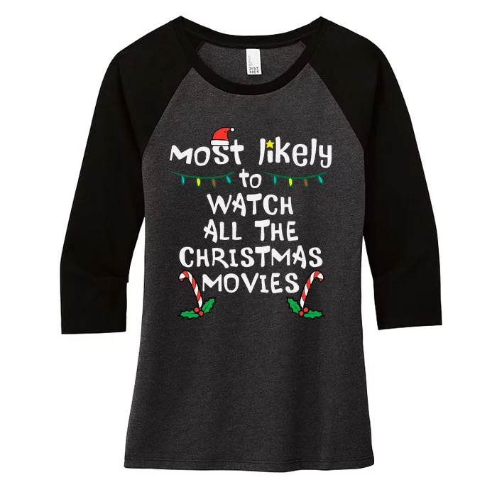 Cozy Holiday Movie Time Festive Family Matching Women's Tri-Blend 3/4-Sleeve Raglan Shirt