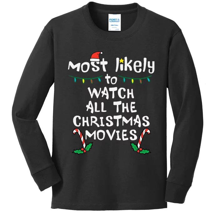 Cozy Holiday Movie Time Festive Family Matching Kids Long Sleeve Shirt