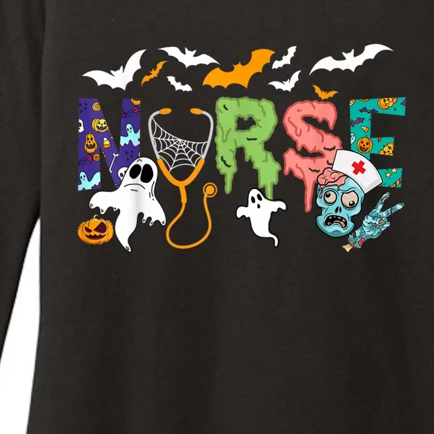 Cute Halloween Nurse Tees Nursing Zombie Halloween Womens CVC Long Sleeve Shirt