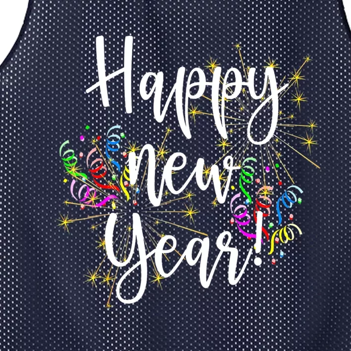 Cute Happy New Year Day Eve Party Fireworks Confetti Costume Mesh Reversible Basketball Jersey Tank