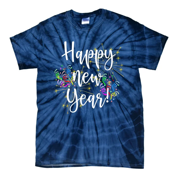 Cute Happy New Year Day Eve Party Fireworks Confetti Costume Tie-Dye T-Shirt