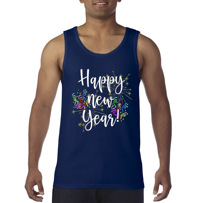 Cute Happy New Year Day Eve Party Fireworks Confetti Costume Tank Top