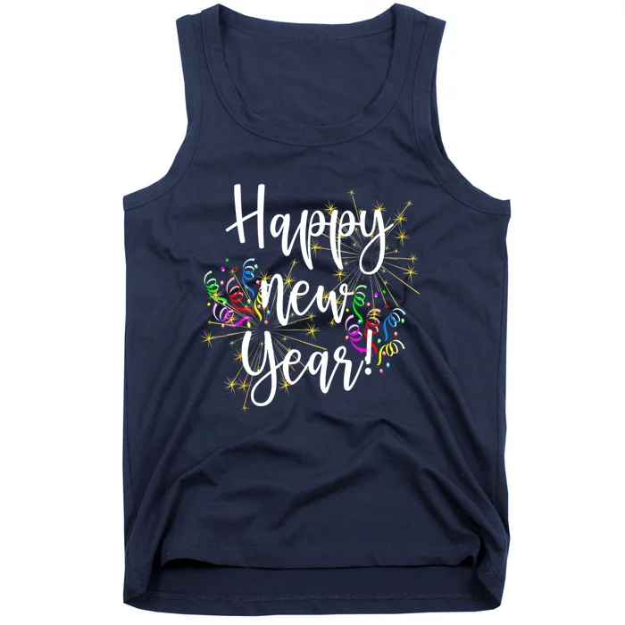 Cute Happy New Year Day Eve Party Fireworks Confetti Costume Tank Top