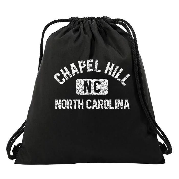 Chapel Hill NC North Carolina Gym Style Distress White Print Drawstring Bag