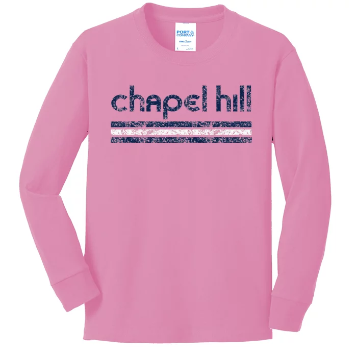 Chapel Hill North Carolina Retro Vintage Throwback Kids Long Sleeve Shirt